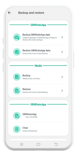 GB WhatsApp backup and restore screenshot