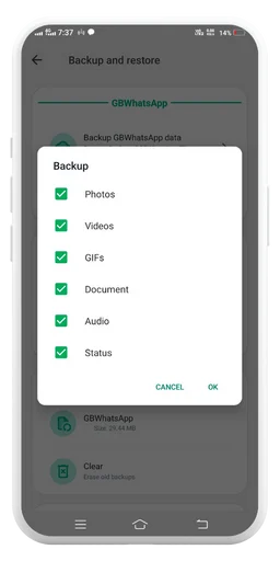 GB WhatsApp backup screenshot