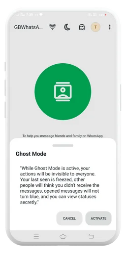 GB WhatsApp ghost mode screenshot