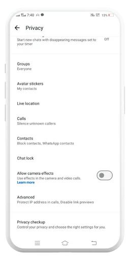 GB WhatsApp privacy screenshot
