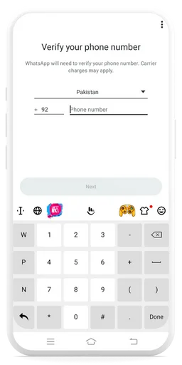 GB WhatsApp verify phone number screenshot